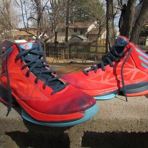 adidas Crazy Fast basketball shoes in  infrared with blue details colorway